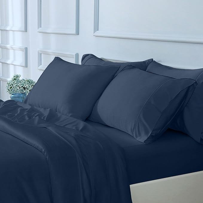 King Size Bed Sheets 4 Piece Set, 100% Rayon Derived from Bamboo