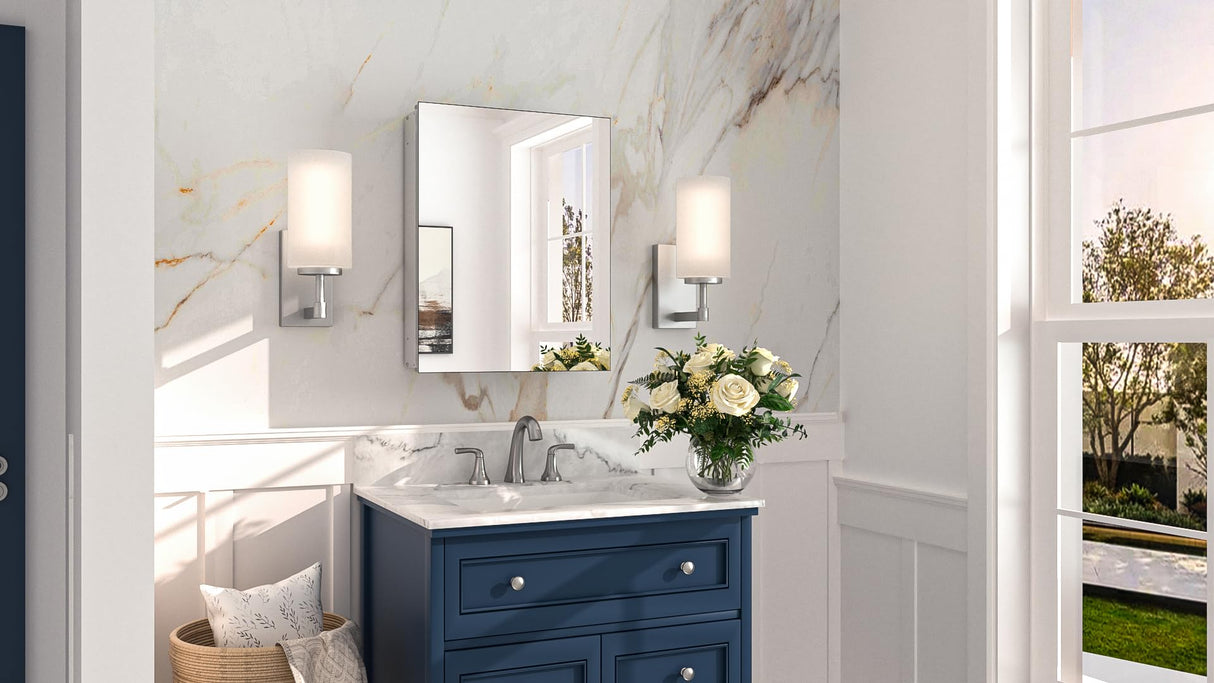 Small Medicine Cabinet 14 x 18 Inch, Assembly Required, Silver Bathroom Medicine Cabinet