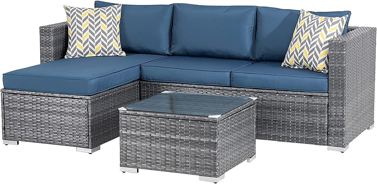 Outdoor Patio Furniture Sets, All-Weather Rattan Outdoor Sectional Sofa