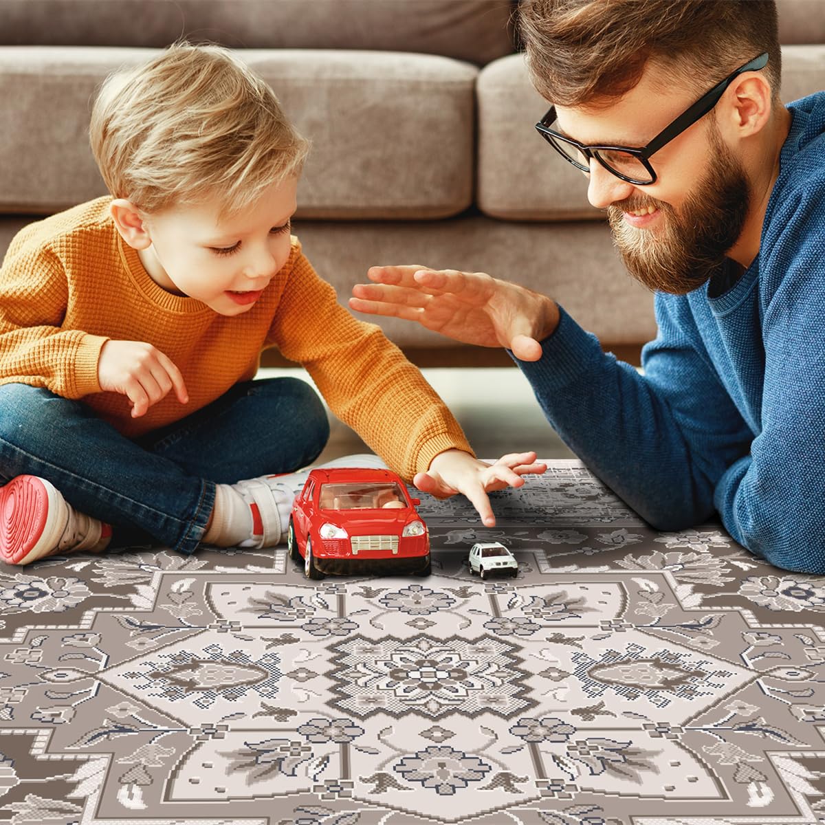 Area Rug 5'x7' Washable Rug for Living Room Stain Resistant Bedroom Rug Lightweight