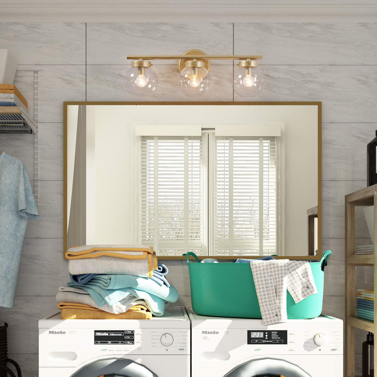 Bathroom Light Fixtures, Gold Vanity Light Fixture with Clear Glass Shades