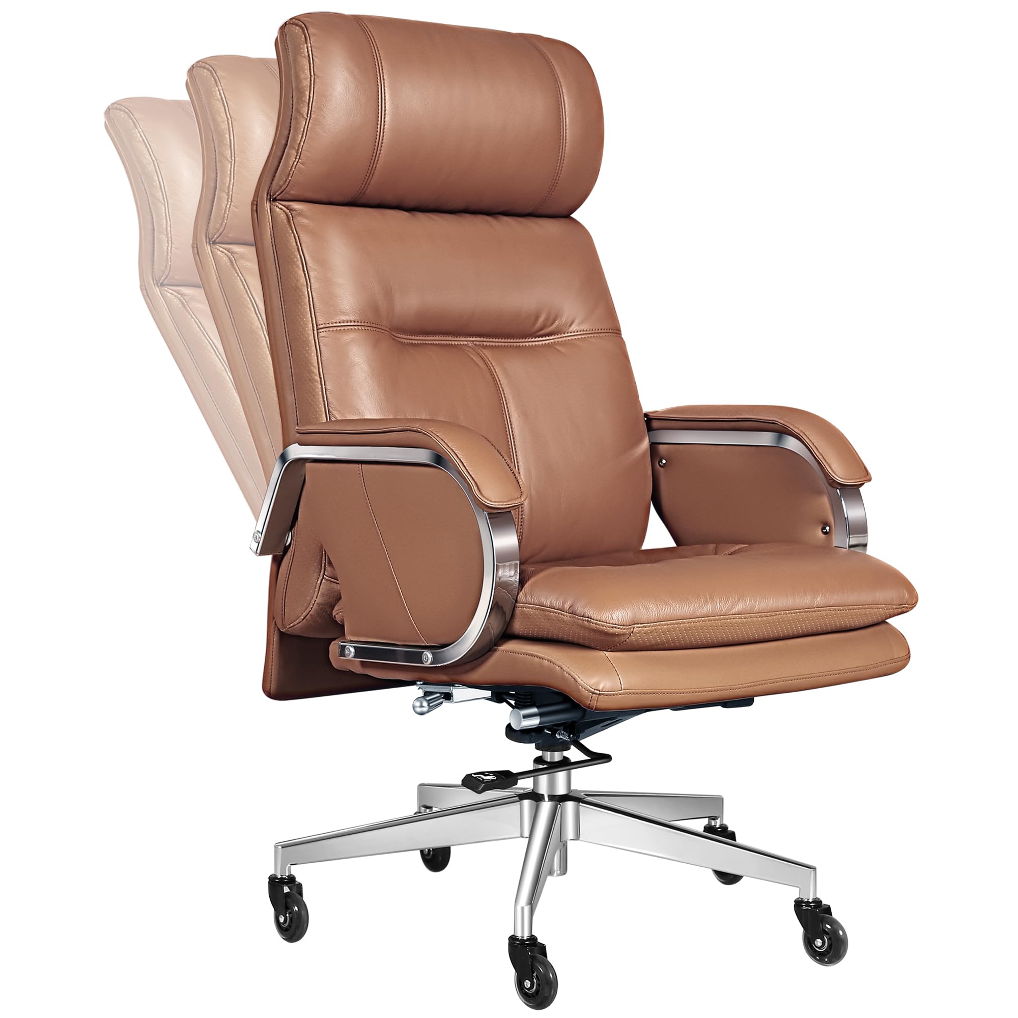 Genuine Leather Modern Executive Chair High-Back Support 90 to 150 Degrees Tilt