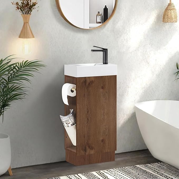 16“ Bathroom Vanity Sink Combo for Small Space, Modern Floor-standing Small Bathroom Vanity
