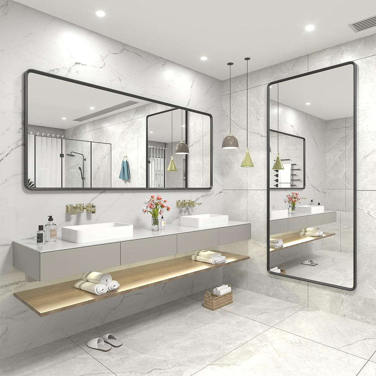 Black Matte Bathroom Mirror, Large Matte Black Bathroom Vanity Mirror