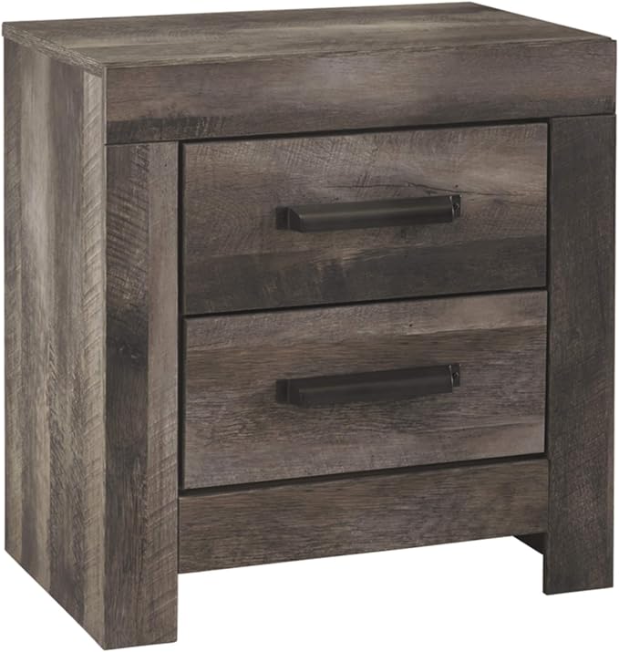 Culverbach Modern 2 Drawer Nightstand with 2 USB Charging Stations, 24.37" Tall, Weathered Gray