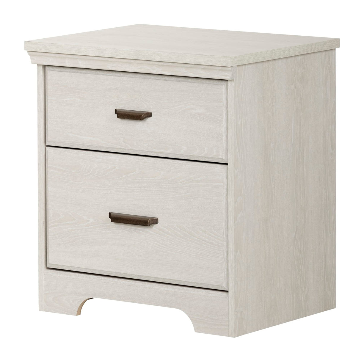 South Shore Versa 2-Drawer Nightstand, Winter Oak, 23 in x 17.75 in x 25.25 in