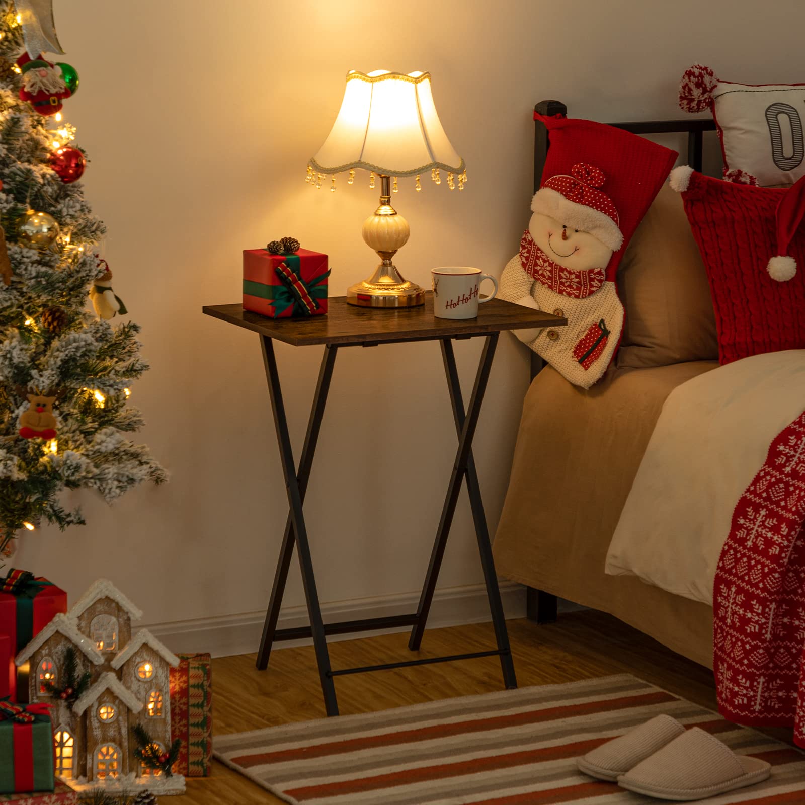 ForgeWood 4-Piece Rustic Folding Tray Table Set