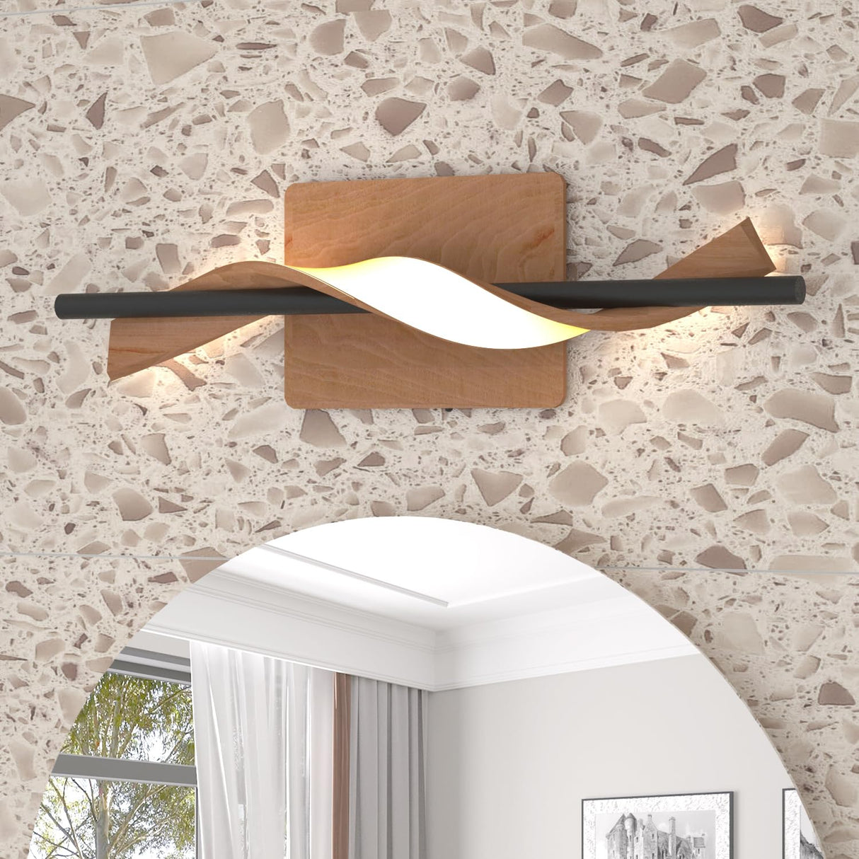 Modern Bathroom Vanity Light, 18 Inch Spiral Acrylic LED Wall Sconce