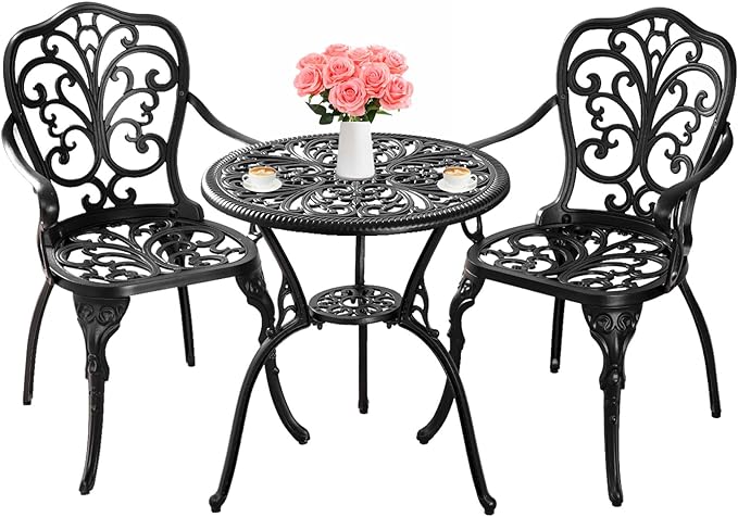 Bistro Set 3 Piece Outdoor, Bistro Table and Chairs Set of 2, All Weather Patio Bistro Set