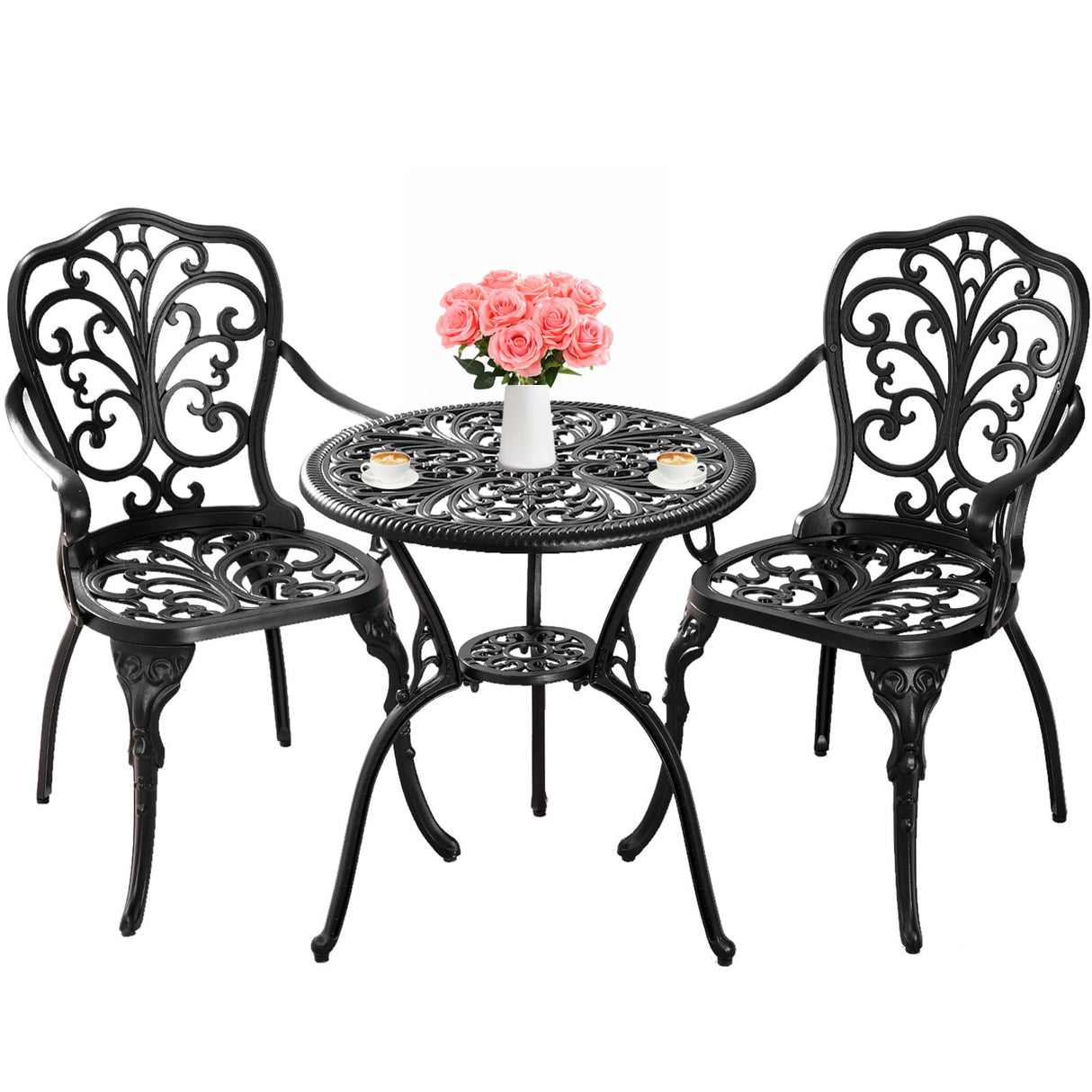 Bistro Set 3 Piece Outdoor, Bistro Table and Chairs Set of 2, All Weather Patio Bistro Set