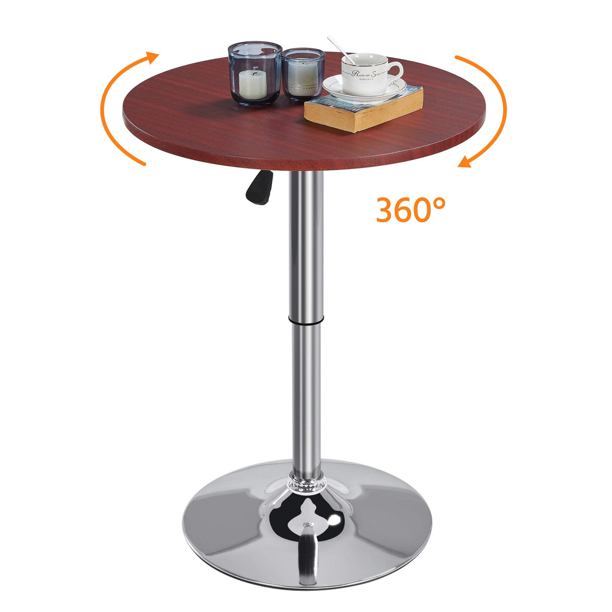 Height Adjustable Round Pub Table Counter Bar MDF Top Table 360 Degree Swivel