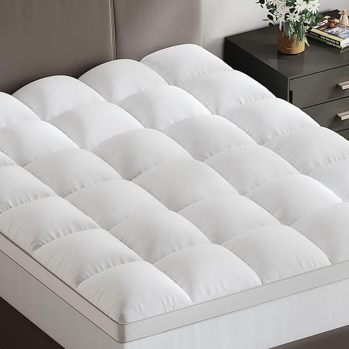 Mattress Pad Queen Thick Mattress Topper, Bedding Quilted Fitted Soft Mattresses Top