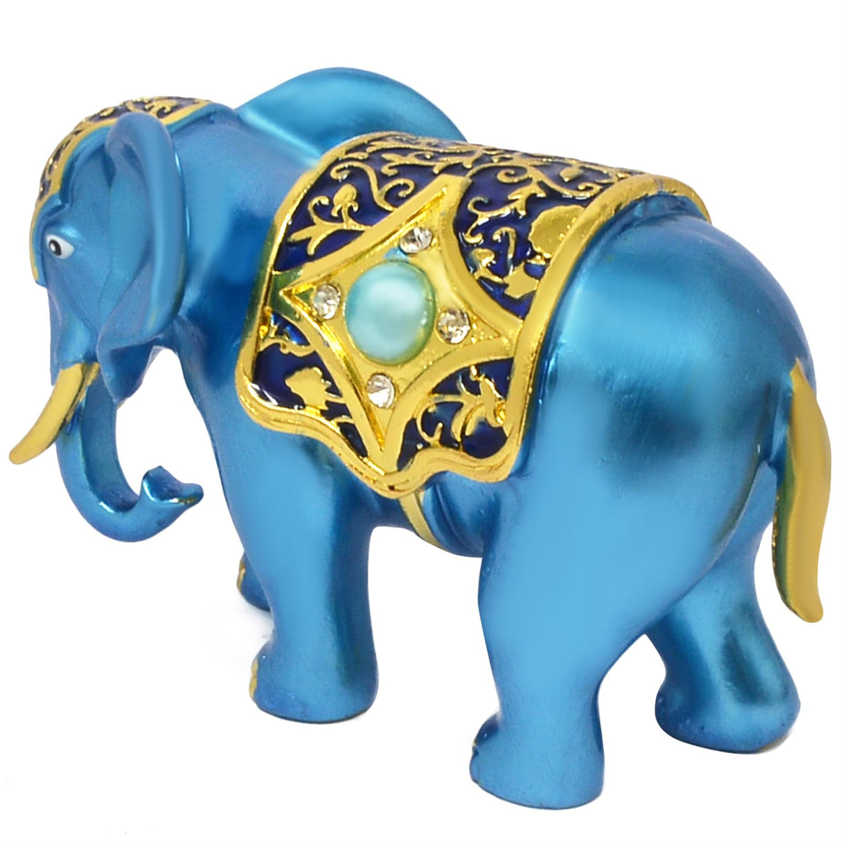 Blue Lucky Elephant Good Fortune Protection Home Statue Office Decor Figurine (Blue)