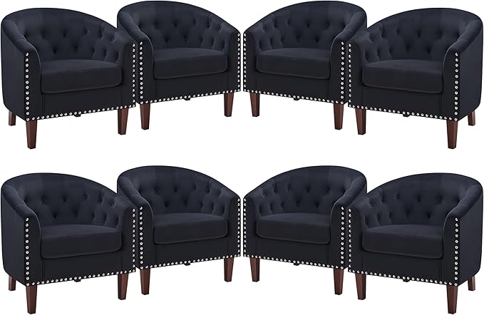 Accent Barrel Chair, Comfy Fabric Club Chair Armchair with Thicken Cushion, Button