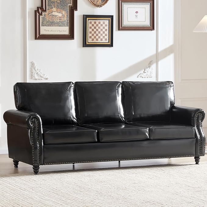 65" Loveseat Sofa, Mid Century Modern Couch with Solid Wooden Frame