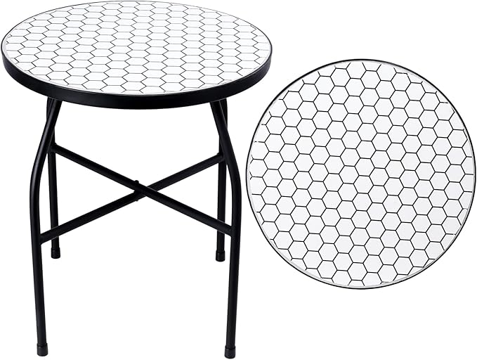 Mosaic Outdoor Side Table - Small Patio Table Coffee Table Outside Accent Table