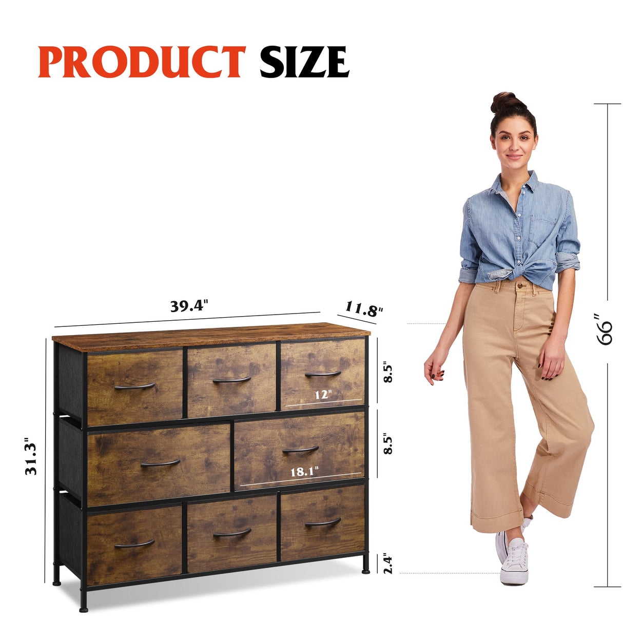 8 Drawer Dresser for Bedroom, Fabric Dresser with Large Storage Drawer Unit for Entryway