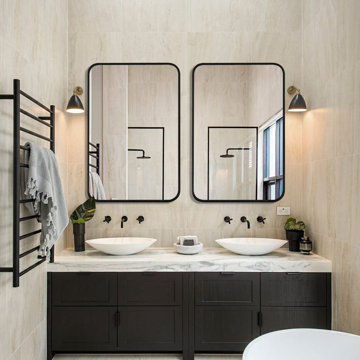 Black Bathroom Mirrors Metal Frame Rectangle Mirror