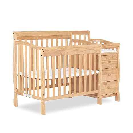 Jayden 4-in-1 Mini Convertible Crib And Changer in Black, Greenguard Gold Certified, Non-Toxic Finish, New Zealand Pinewood, 1" Mattress Pad