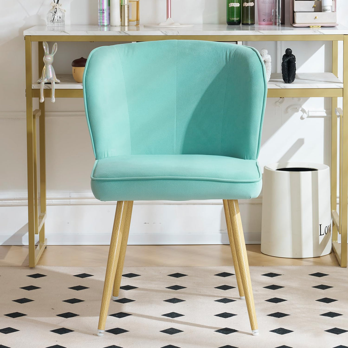 Dining Chairs Set of 2, Modern Velvet Dining Room Chairs with Metal Legs