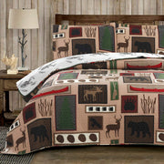 Home Rustic Bedding Lodge Moose Bear Quilt Set Full/Queen Size,3 Pcs Lightweight