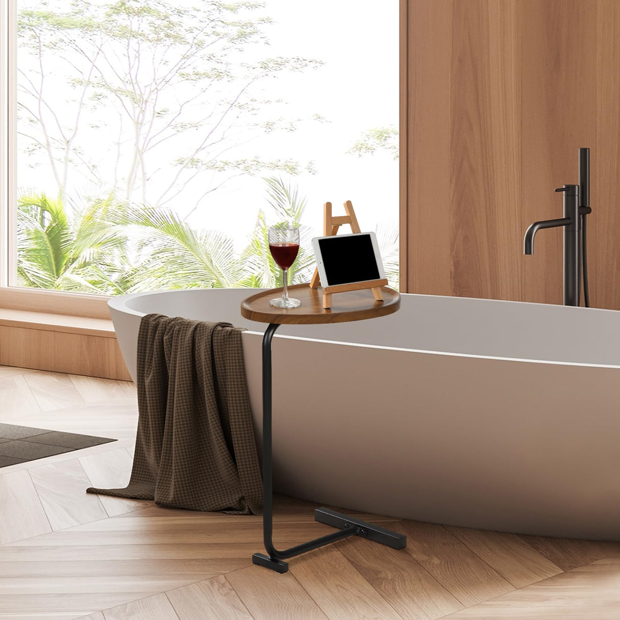 C-Shaped End Table for Couch, Modern Side Table for Living Room Bedroom, C Table