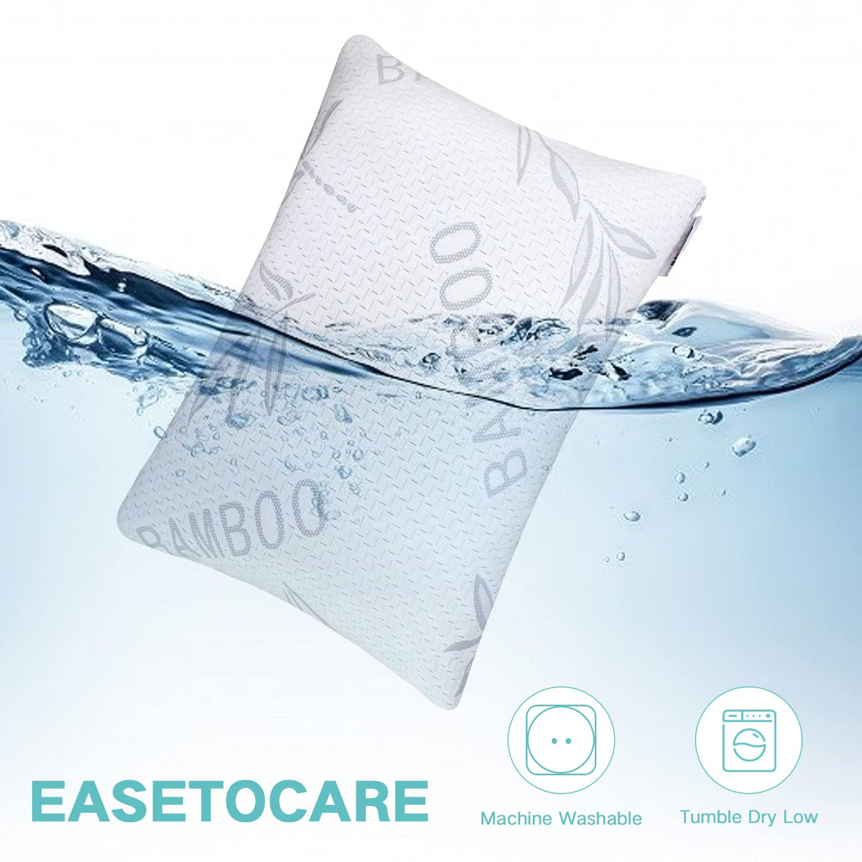 JJDANFILL Rayon Derived from Bamboo Pillow King Size Set of 2 - Machine Washable Bed Pillows for Sleeping for Back, Stomach, Side Sleeper - Firm Shredded Memory Foam Pillows 20 * 36in