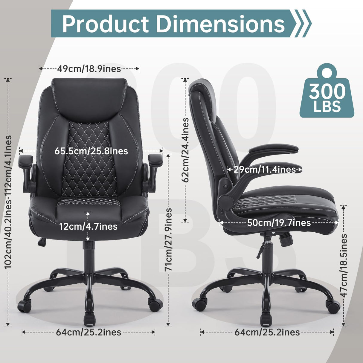 Ergonomic Leather Office Chair with Flip-Up Armrests