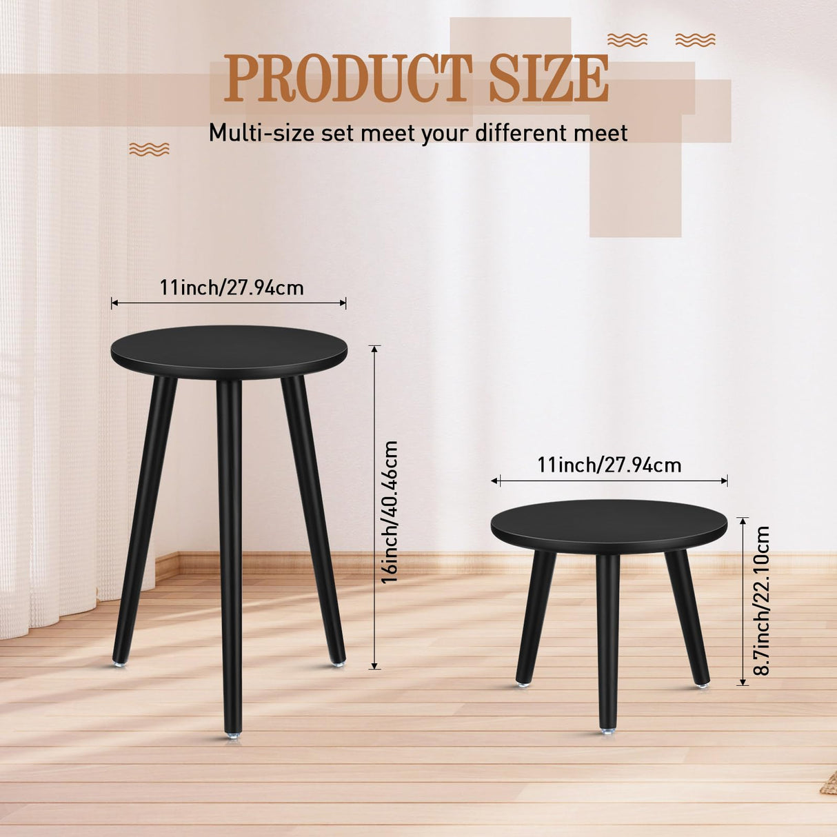 BriWoody Wooden Plant Stand – 2 Piece Indoor Decorative Table Set