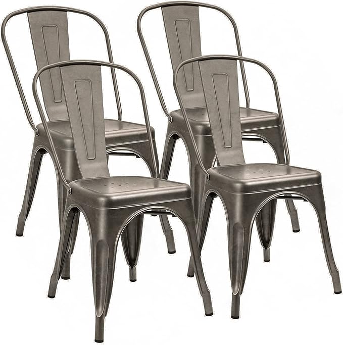Metal Dining Chairs Indoor Outdoor Use Stackable Tolix Industrial Metal Chairs