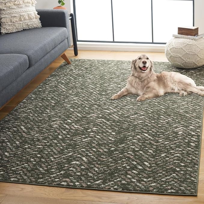 Adirondack Collection Area Rug - 9' x 12', Ivory & Dark Green, Transitional Design