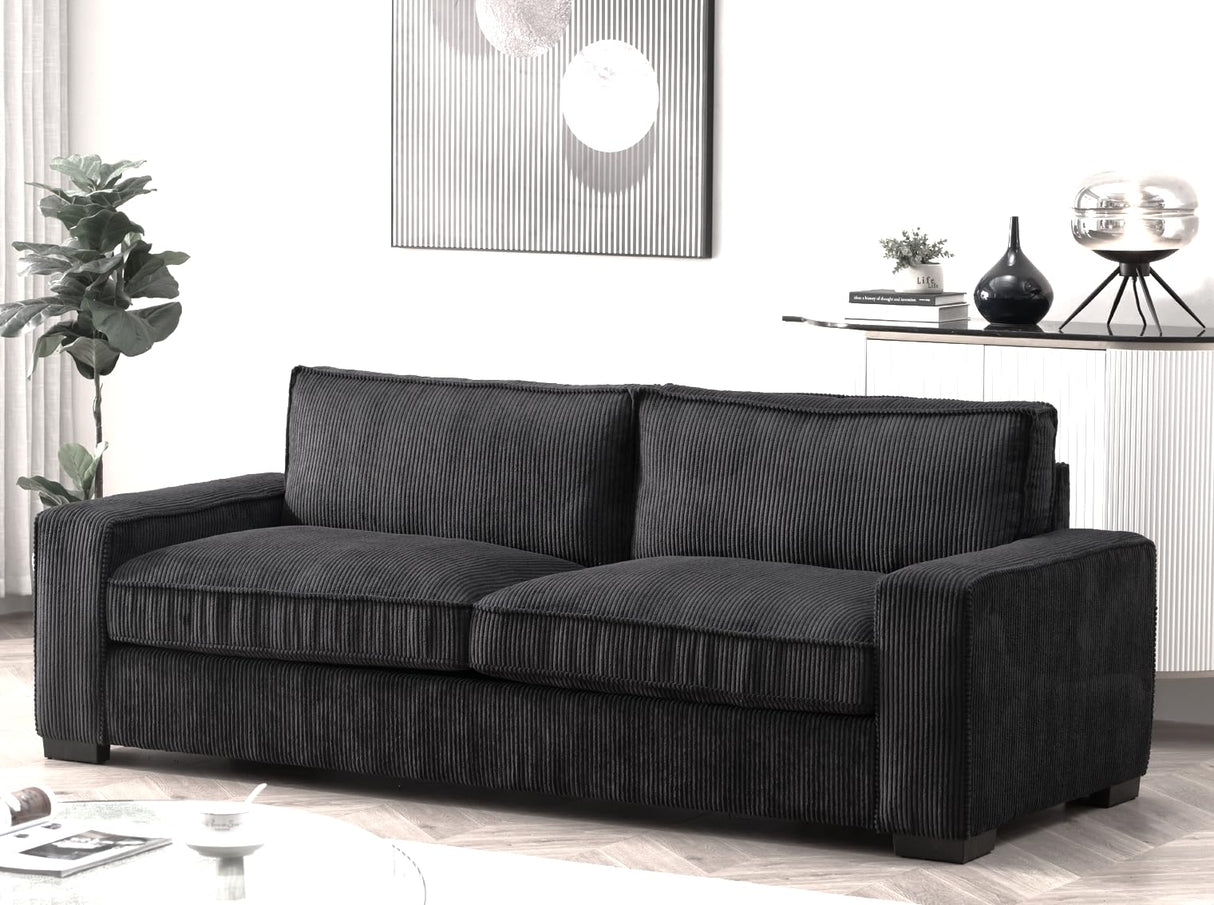 Luxe Living Room Sofa with Soft Corduroy Upholstery, Streamlined Design