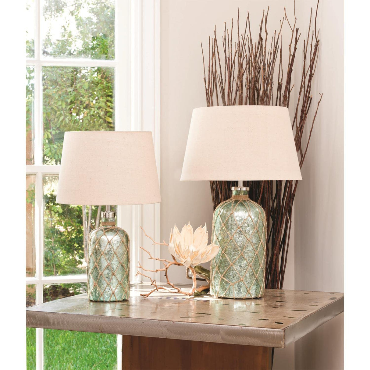 Table-Lamps, Antique Azure Artifact, Sandstone