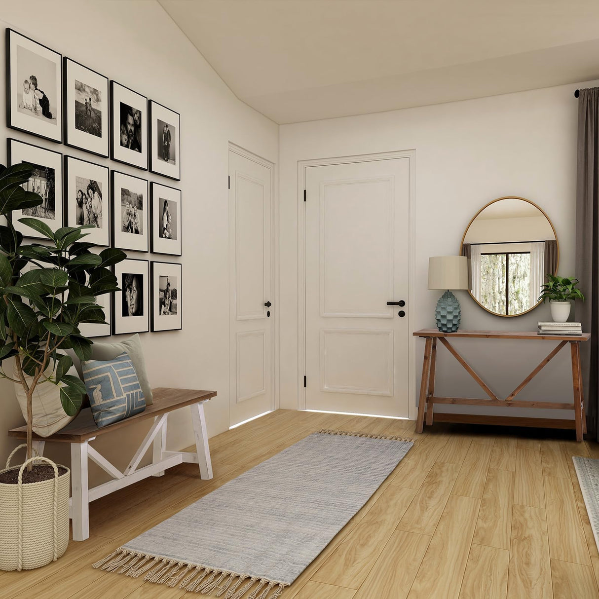 43" Farmhouse Wood Bench, Narrow Bench, Long Bench Seat for Entryway, Living Room