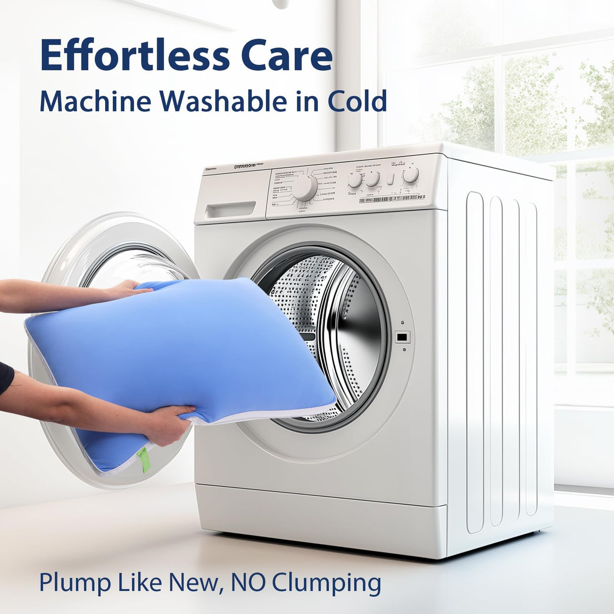 Cooling Bed Pillows Standard Size Set of 2, Cool for Hot Sleepers, Soft Gusseted Hotel Down Alternative Pillow 2 Pack for Side Back Stomach Sleeper, Supportive, Pain Relief, Icy Blue, 20" x 26"