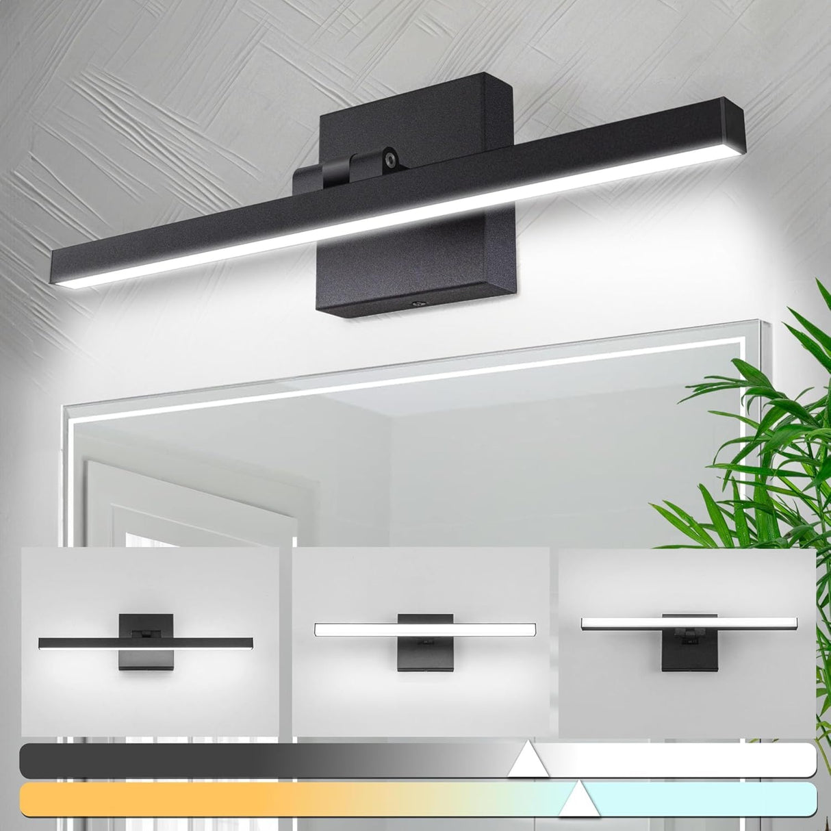 LED Bathroom Vanity Light Bar Black IP44 Bathroom Light Fixtures Over Mirror
