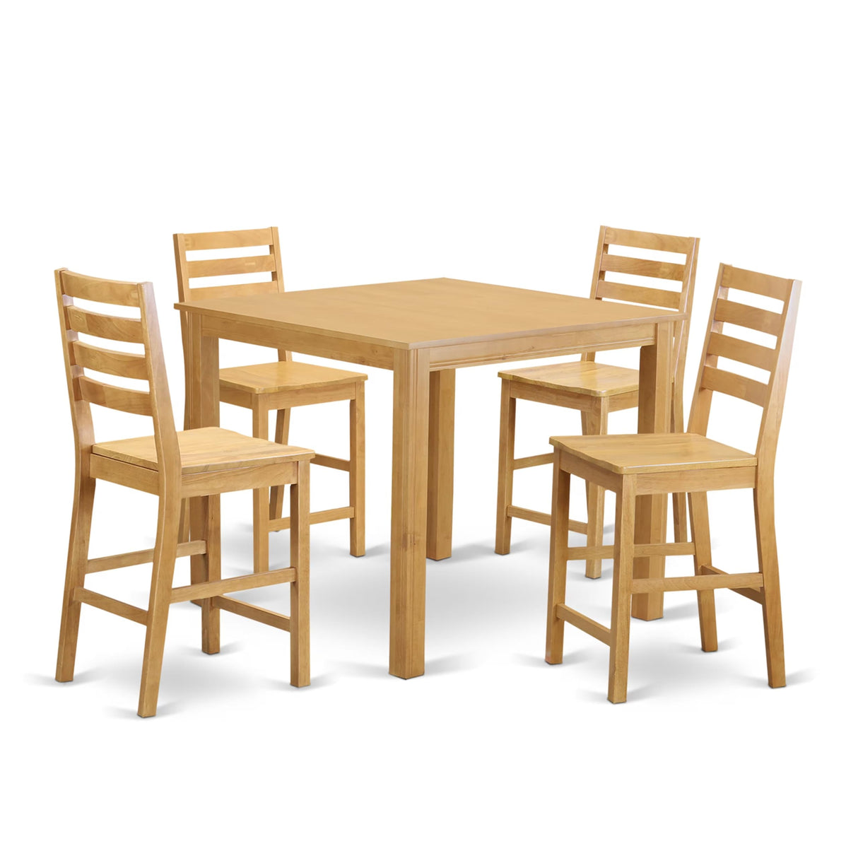 CAFE5-OAK-W 5 Piece Counter Height Pub Set Includes a Square Dining Room Table
