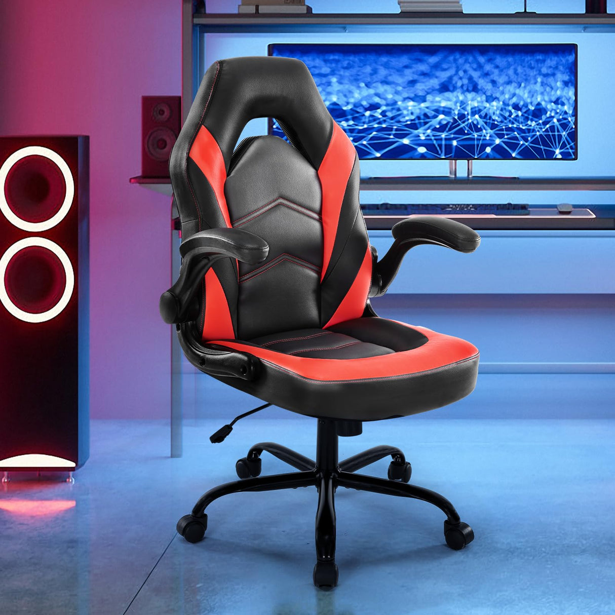Ergonomic Computer Gaming Chair - Home Office Desk with PU Leather Lumbar Support