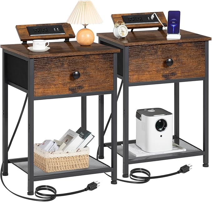 Night Stand, End Tables Living Room Set of 2