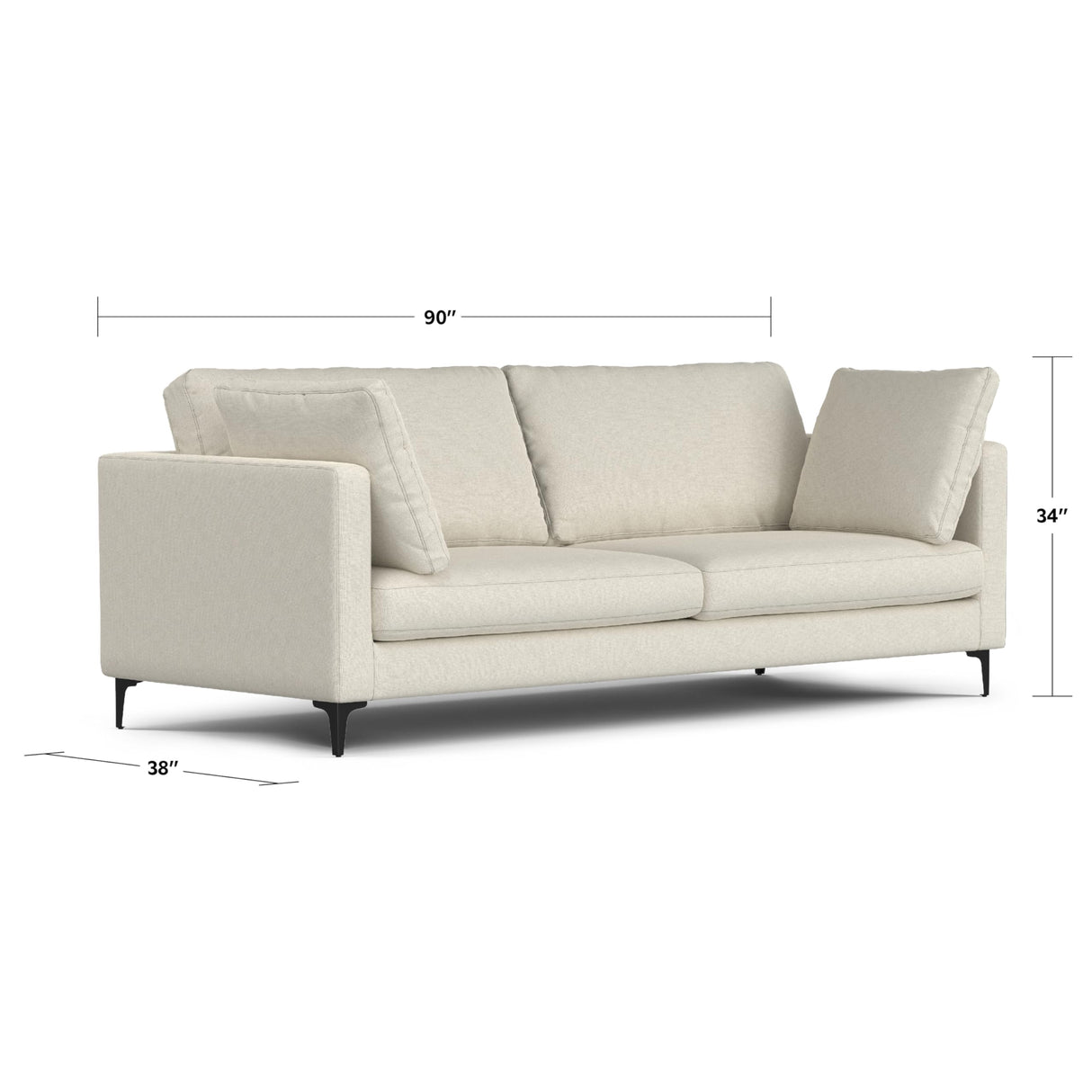 Ava Sofa in 100% Recycled Polyester Tightly Woven Performance Fabric,