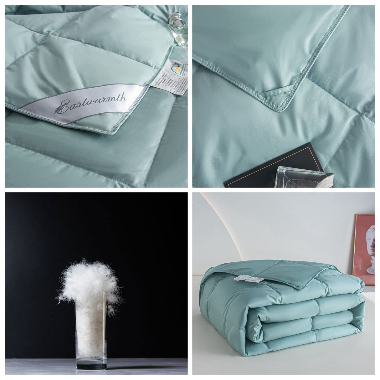 Down Comforter Blanket Duvet for Summer/Warm Weather,Ultra Soft Fabric, Lake Blue King Size