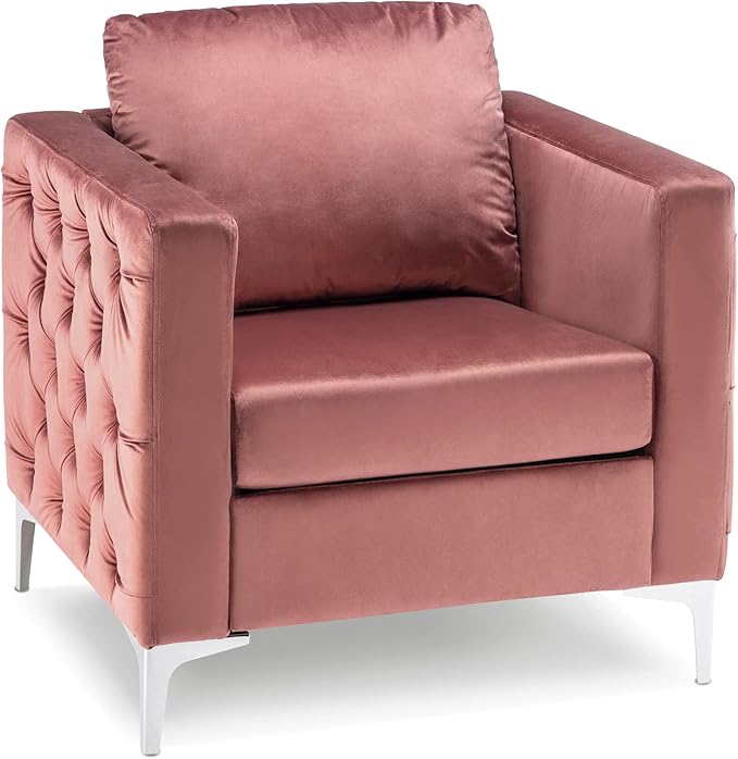 Chair, Tufted Barrel Armchair, Upholstered Single Sofa for Small Spaces, Living Room, Office Reception, Fabric 4066 (Blue)