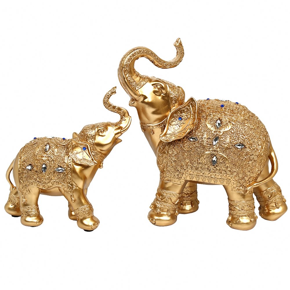 Large Size Feng Shui Mother and Baby Elephant Wealth Lucky Statue/Figurine