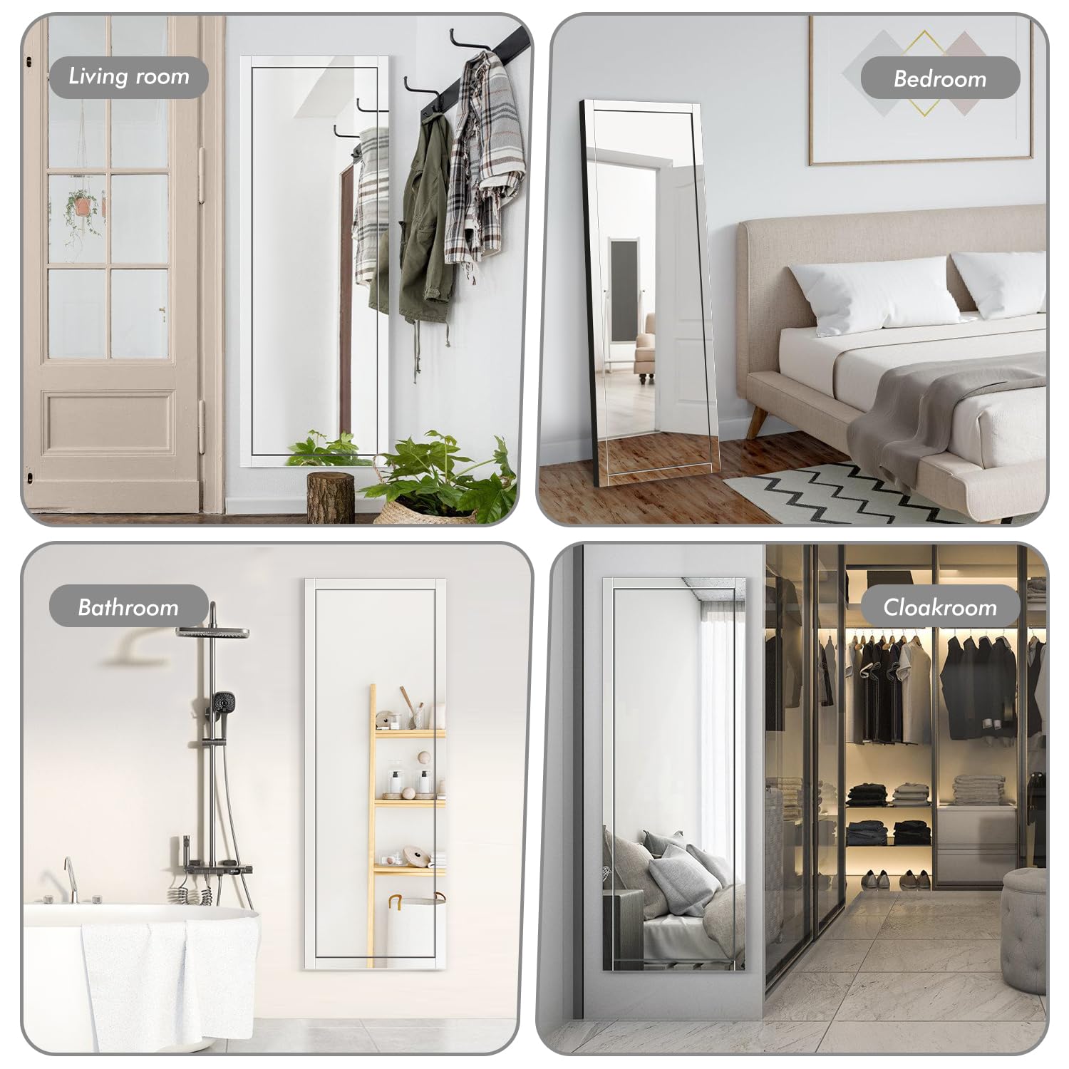 Full Length Wall Mirror Full Body Mirror 24 x 65" Length Mirror Wall Mounted