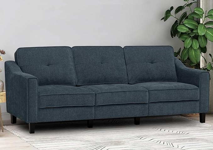 84” Fabric 3-Seaters Sofa with Tufted Backrest, Chenille Modern Sofa