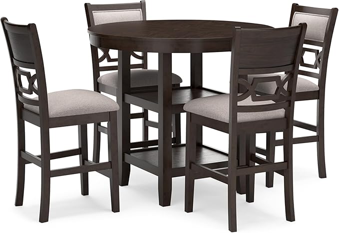 Wrenning Modern Diamond Patterned Counter Height Dining Table and 4 Upholstered Bar