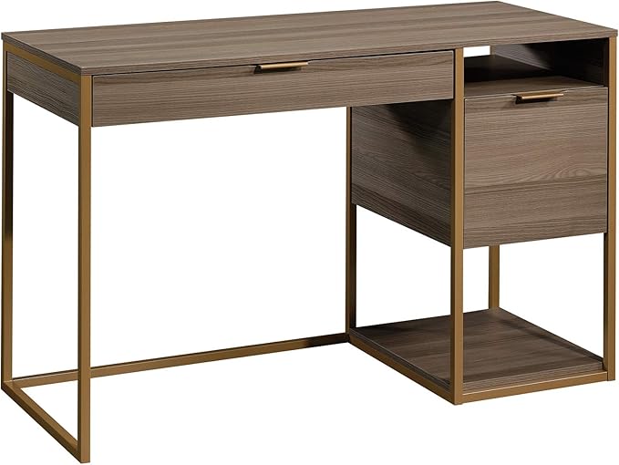 International Lux Single Ped Desk, Diamond Ash Finish