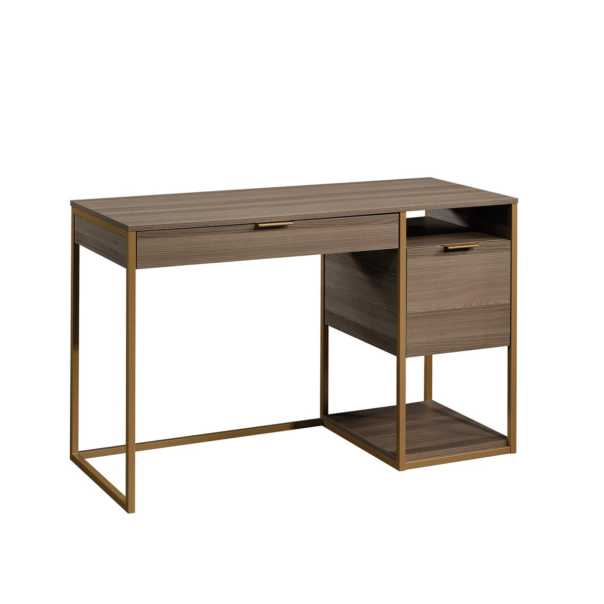 International Lux Single Ped Desk, Diamond Ash Finish