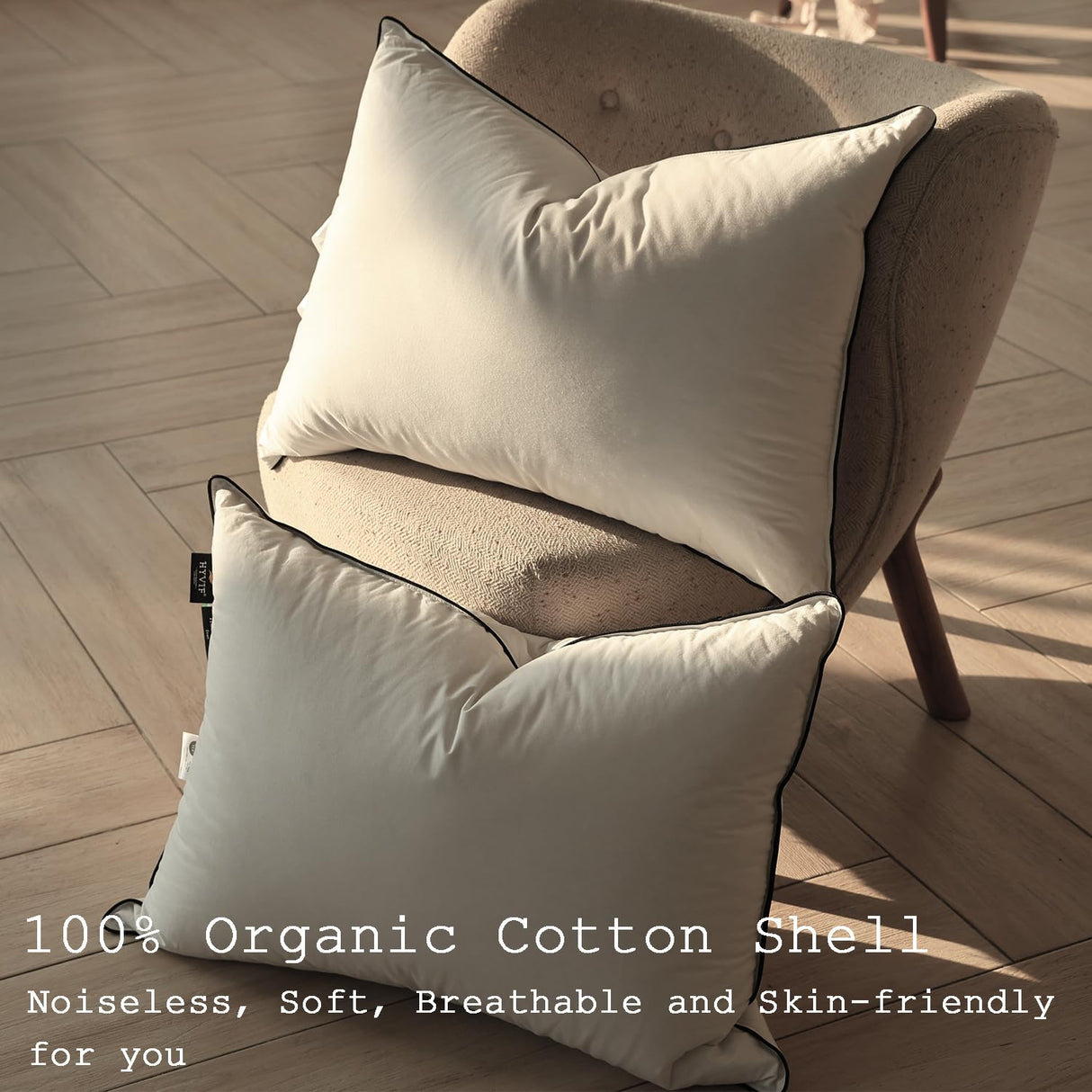 Luxury High Fill Power Down Pillow 700Fill, Breathable Cotton Shell