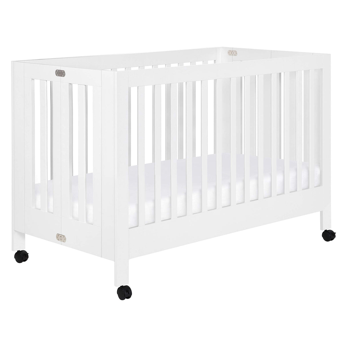 Maki Full-Size 2-in-1 Portable Folding Crib with Toddler Bed Conversion Kit in White